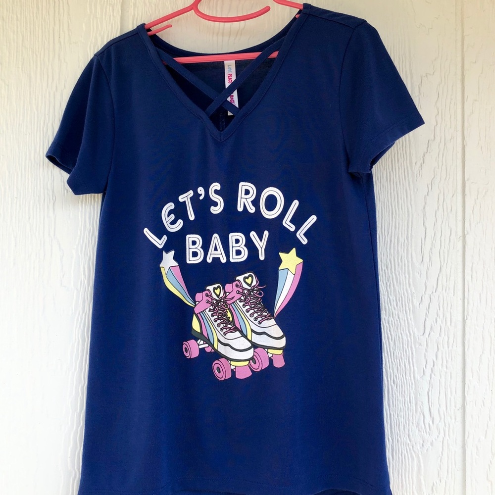 LETS ROLL BABY DARK BLUE KIDS TEE